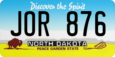 ND license plate JOR876