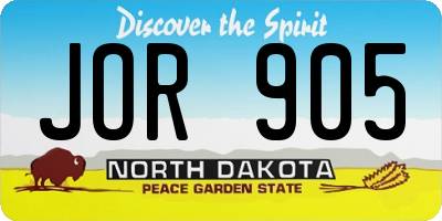 ND license plate JOR905