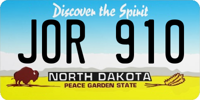 ND license plate JOR910