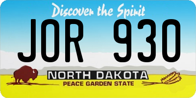 ND license plate JOR930