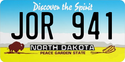 ND license plate JOR941