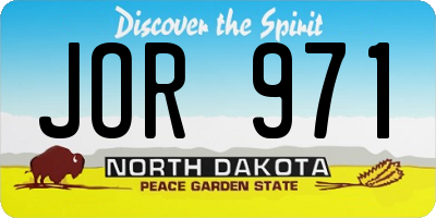 ND license plate JOR971