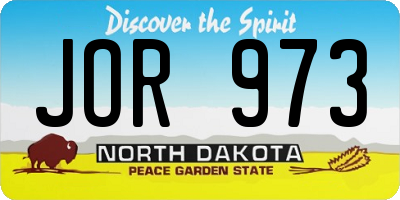 ND license plate JOR973