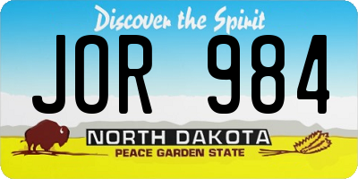 ND license plate JOR984
