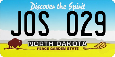 ND license plate JOS029