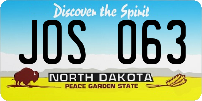 ND license plate JOS063
