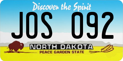 ND license plate JOS092