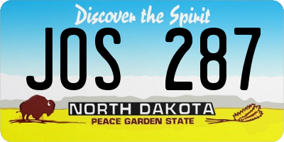 ND license plate JOS287