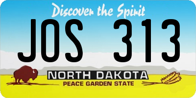 ND license plate JOS313