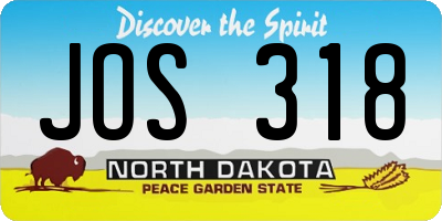 ND license plate JOS318