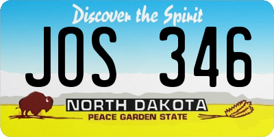 ND license plate JOS346