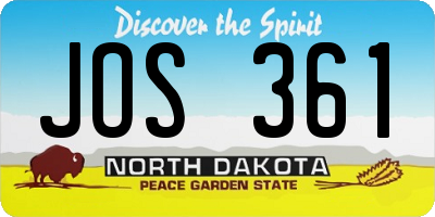 ND license plate JOS361