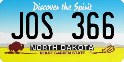 ND license plate JOS366