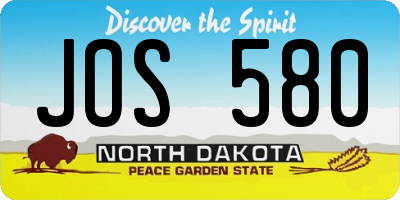 ND license plate JOS580