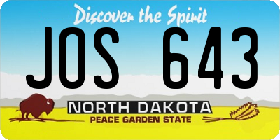 ND license plate JOS643