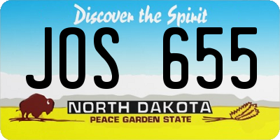 ND license plate JOS655