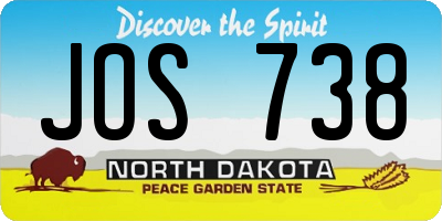 ND license plate JOS738