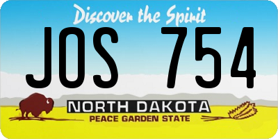 ND license plate JOS754