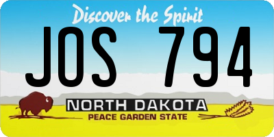 ND license plate JOS794