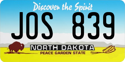 ND license plate JOS839