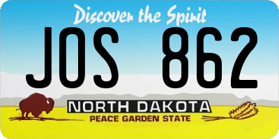 ND license plate JOS862