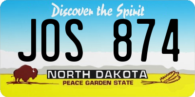 ND license plate JOS874