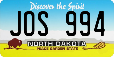 ND license plate JOS994