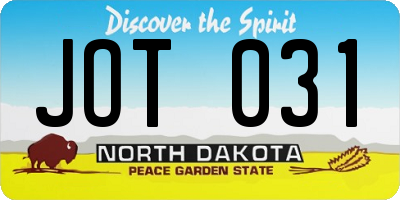 ND license plate JOT031