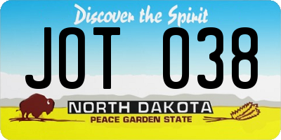 ND license plate JOT038