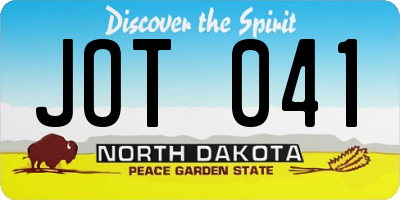 ND license plate JOT041