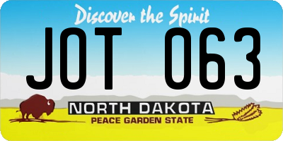 ND license plate JOT063