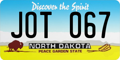 ND license plate JOT067