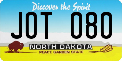 ND license plate JOT080