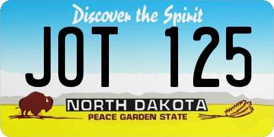 ND license plate JOT125