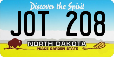 ND license plate JOT208