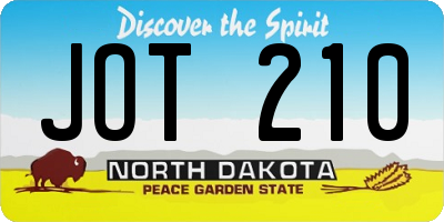 ND license plate JOT210