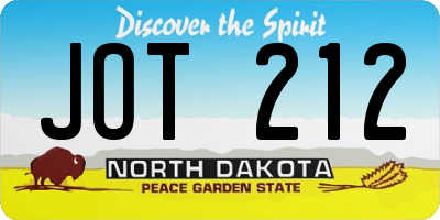 ND license plate JOT212