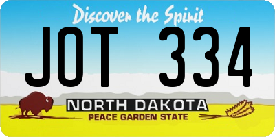 ND license plate JOT334