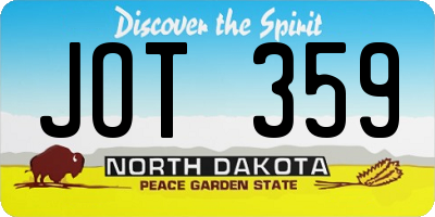 ND license plate JOT359