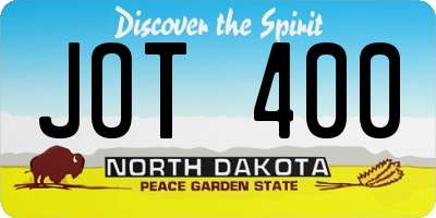 ND license plate JOT400