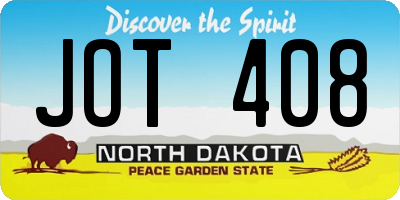 ND license plate JOT408