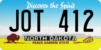 ND license plate JOT412