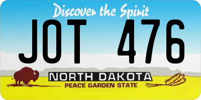 ND license plate JOT476