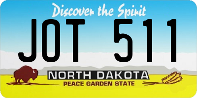 ND license plate JOT511