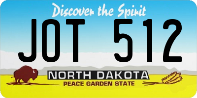 ND license plate JOT512