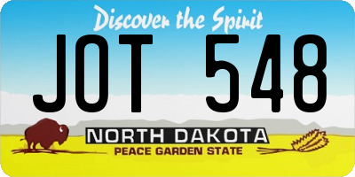 ND license plate JOT548