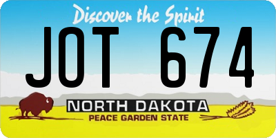 ND license plate JOT674