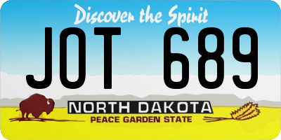 ND license plate JOT689