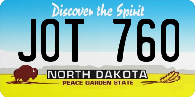 ND license plate JOT760