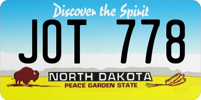 ND license plate JOT778